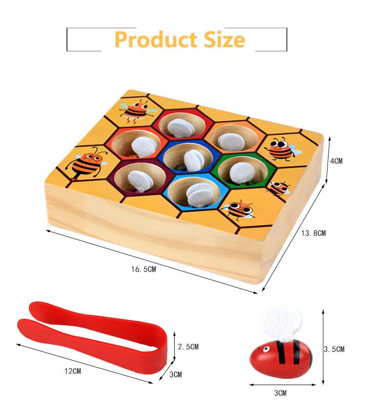 Hot Wooden Leaning Educatinal Toys Children Montessori Early Education Beehive Game Childhood Color Cognitive Clip Small Bee Toy Hot Wooden Leaning Educatinal Toys Children Montessori Early Education Beehive Game Childhood Color Cognitive Clip Small Bee Toy