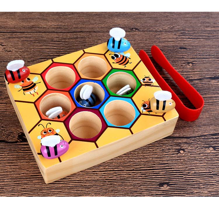 Hot Wooden Leaning Educatinal Toys Children Montessori Early Education Beehive Game Childhood Color Cognitive Clip Small Bee Toy Hot Wooden Leaning Educatinal Toys Children Montessori Early Education Beehive Game Childhood Color Cognitive Clip Small Bee Toy