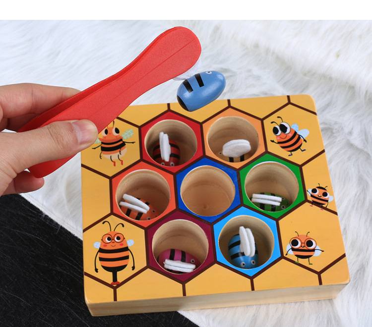 Hot Wooden Leaning Educatinal Toys Children Montessori Early Education Beehive Game Childhood Color Cognitive Clip Small Bee Toy Hot Wooden Leaning Educatinal Toys Children Montessori Early Education Beehive Game Childhood Color Cognitive Clip Small Bee Toy