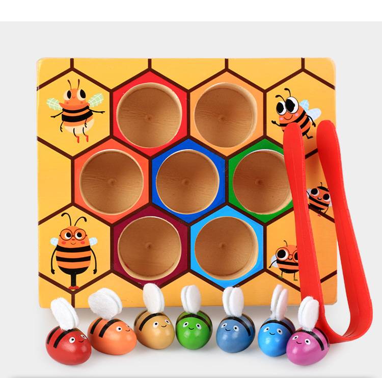 Hot Wooden Leaning Educatinal Toys Children Montessori Early Education Beehive Game Childhood Color Cognitive Clip Small Bee Toy Hot Wooden Leaning Educatinal Toys Children Montessori Early Education Beehive Game Childhood Color Cognitive Clip Small Bee Toy