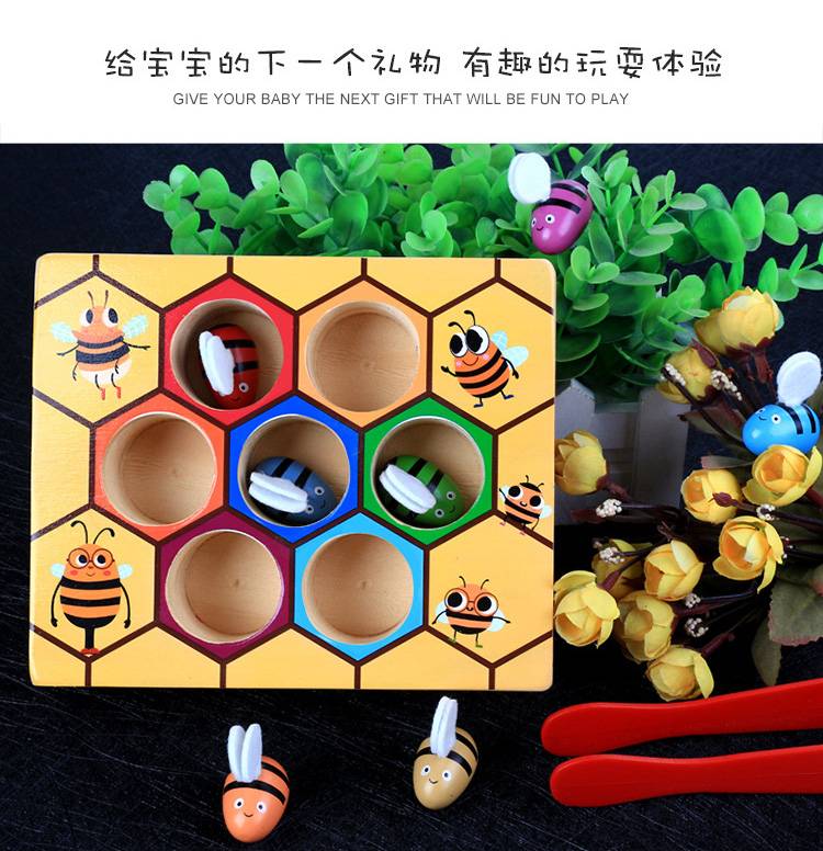 Hot Wooden Leaning Educatinal Toys Children Montessori Early Education Beehive Game Childhood Color Cognitive Clip Small Bee Toy Hot Wooden Leaning Educatinal Toys Children Montessori Early Education Beehive Game Childhood Color Cognitive Clip Small Bee Toy