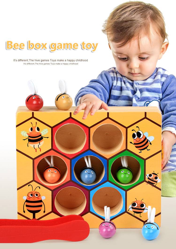 Hot Wooden Leaning Educatinal Toys Children Montessori Early Education Beehive Game Childhood Color Cognitive Clip Small Bee Toy Hot Wooden Leaning Educatinal Toys Children Montessori Early Education Beehive Game Childhood Color Cognitive Clip Small Bee Toy